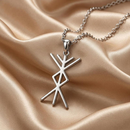 Viking Prosperity Bind Rune Necklace | 925 Sterling Silver for Norse Fans | Ancient Runic Symbolism Jewelry | Empowerment, Good Fortune Gift