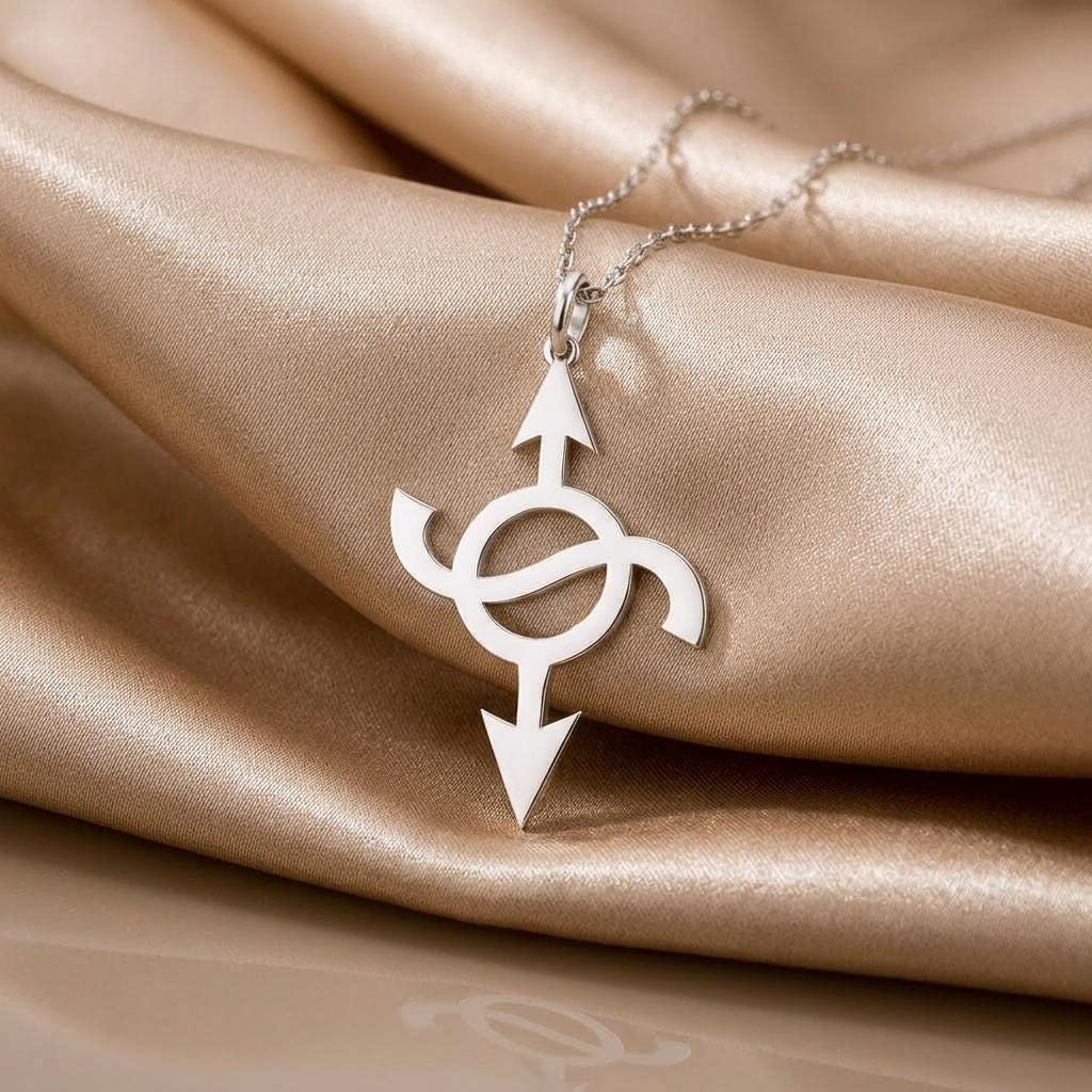 Quasar Necklace | 925 Sterling Silver | Cosmic Directional Symbol | Guidance & Empowerment Gift