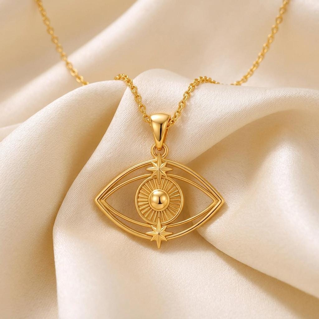 Evil Eye Luxe Necklace | Sterling Silver | Mystical Protection Charm | Meaningful Protection Gift