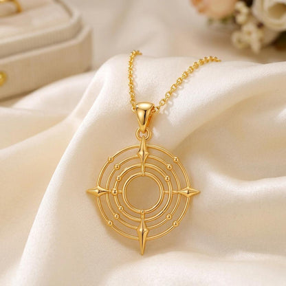 Cosmic Portal Necklace | 925 Sterling Silver | Celestial Compass Design | Inspirational Guidance Gift