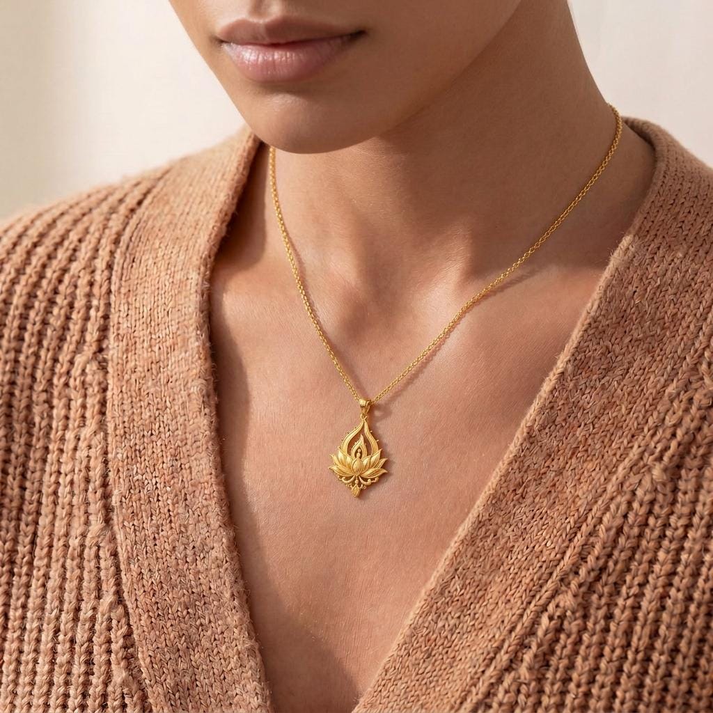 Lotus Flame Necklace | 925 Sterling Silver | Spiritual Symbolism | Meaningful Gift