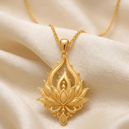Lotus Flame Necklace | 925 Sterling Silver | Spiritual Symbolism | Meaningful Gift