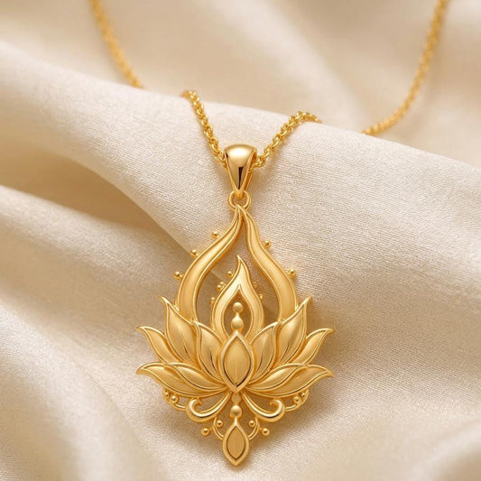 Lotus Flame Necklace | 925 Sterling Silver | Spiritual Symbolism | Meaningful Gift