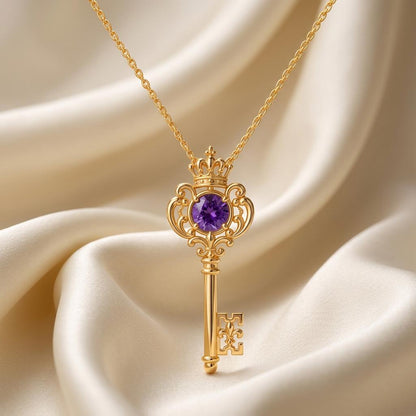 Imperial Key Pendant | Gold Plated 925 Sterling Silver | Royal Fantasy Whimsical | Empowerment Gift for Her