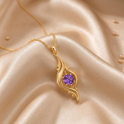 Aurora Veil Necklace | Gold Plated Sterling Silver | Elegant Amethyst Pendant | Thoughtful Gift for Her