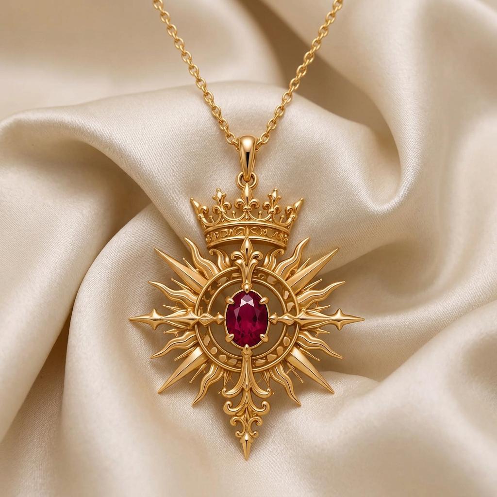 Solar Queen Sigil Pendant | 925 Sterling Silver | Royal Celestial Design | Empowerment Celebration Gift