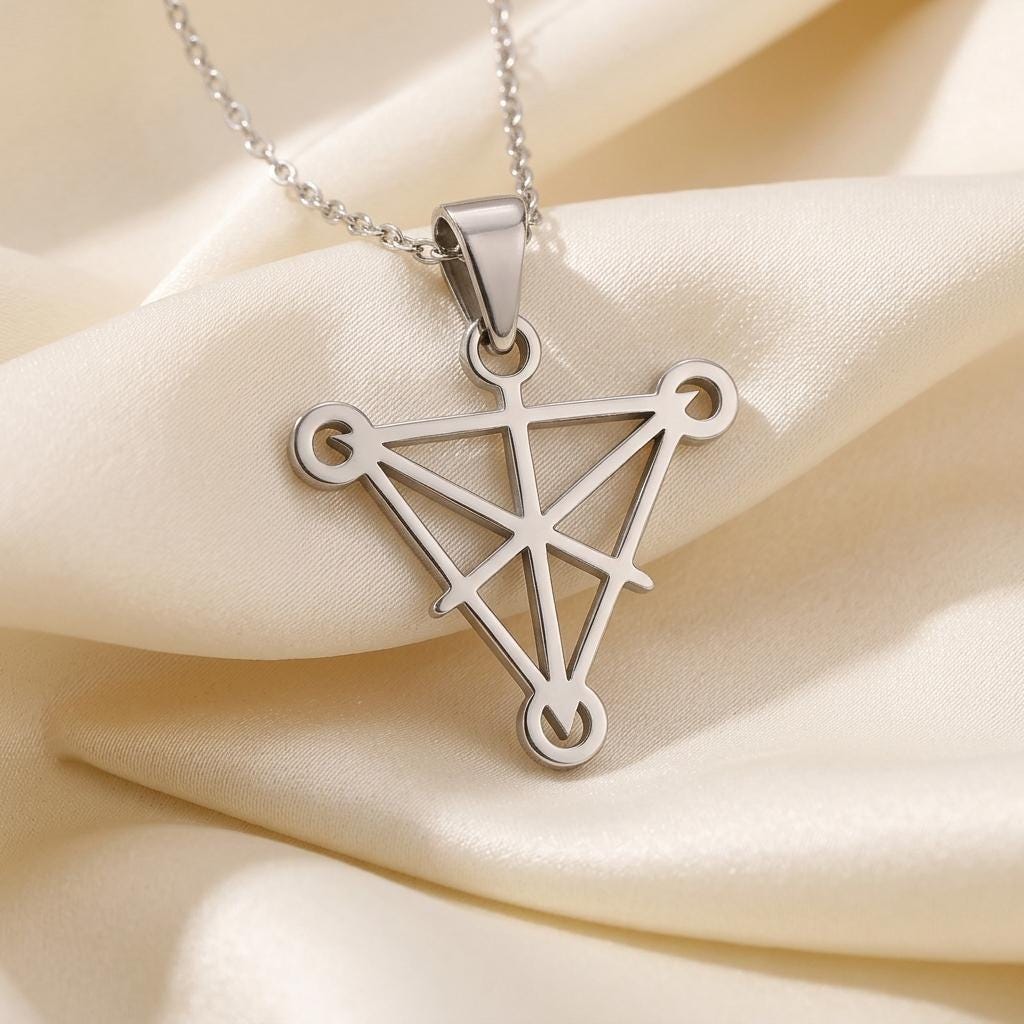 Tetractys Necklace, Silver Tree of Life Pendant | 925 Sterling Silver | Sacred Geometry Symbol | Meaningful Spiritual Gift