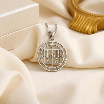 Alloces Seal Pendant, | 925 Sterling Silver | Esoteric Grimoire Talisman | Symbolic Wisdom Protection Gift