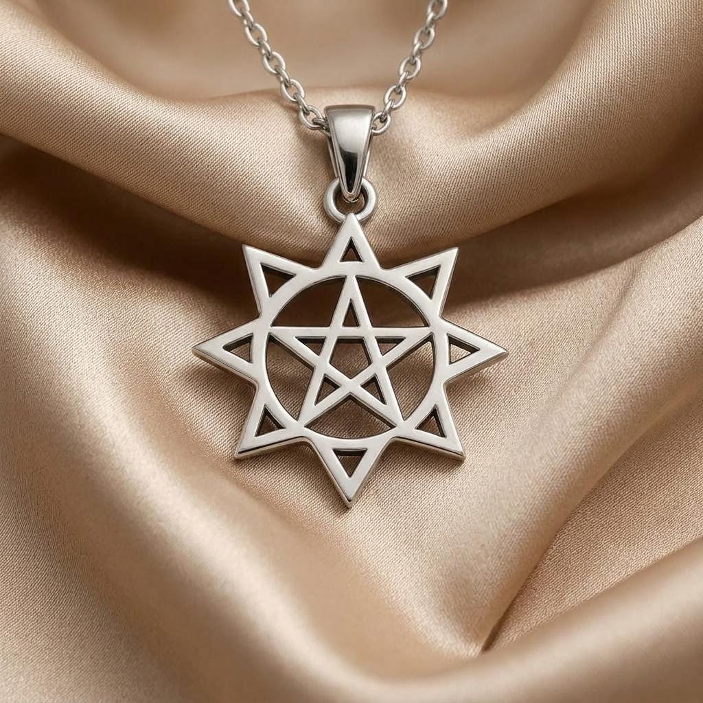 Pentagram Sun Necklace, Silver Pagan Wiccan Pendant | Wiccan Pagan Jewelry | Mystical Celestial Symbol | Spiritual Empowerment Gift