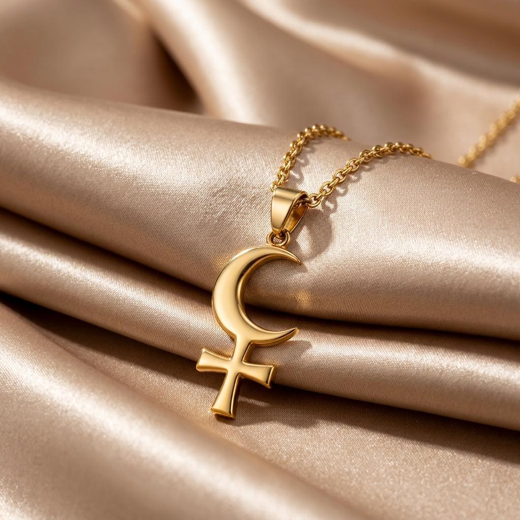 Crescent Venus Necklace | 925 Sterling Silver | Celestial Goddess Symbol | Empowerment & Self-Love Gift