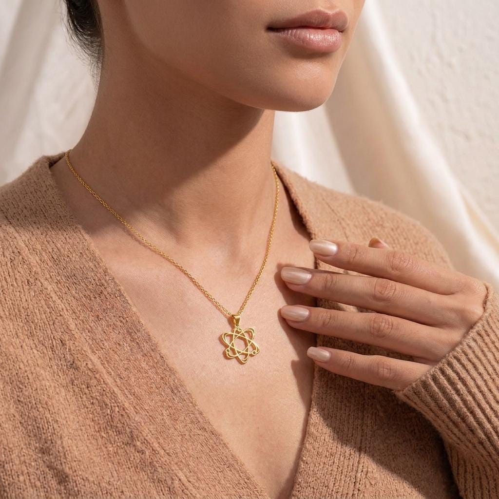 Atom Necklace | 925 Sterling Silver | Minimalist Science Symbol | Meaningful Gift for Thinkers