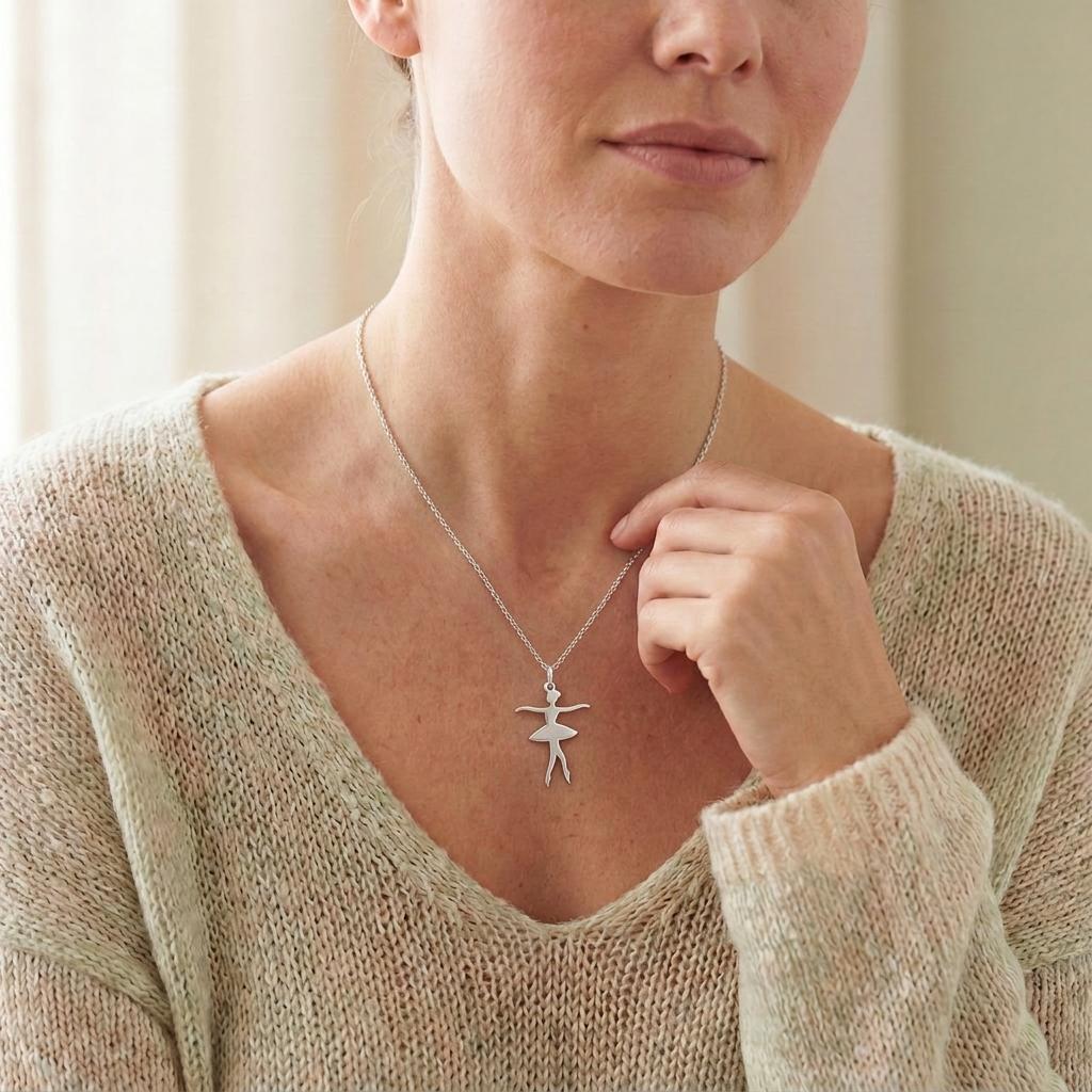 Ballet Dancer Necklace | 925 Sterling Silver Jewelry | Grace & Art Symbol Pendant | Meaningful Gift for Dancers