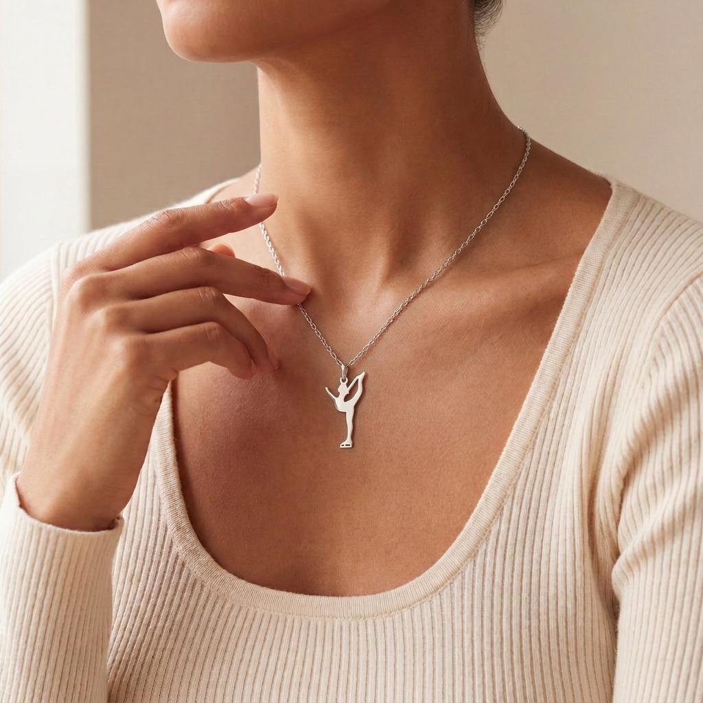 Figure Skater Necklace | 925 Sterling Silver Jewelry | Graceful Movement Pendant | Gift for Dancer or Athlete