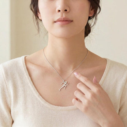 Running Woman Necklace | 925 Sterling Silver Jewelry | Athletic & Motivation Style | Gift for Runners