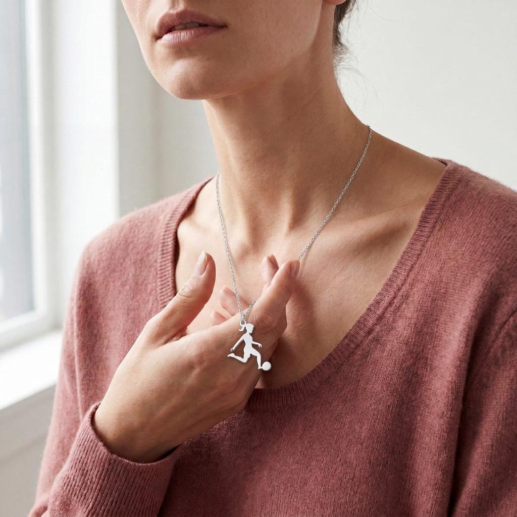 Female Soccer Player Necklace | 925 Sterling Silver Jewelry | Sports Passion Pendant | Gift for Athlete or Football Lover