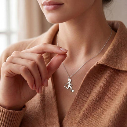 Female Soccer Player Necklace | 925 Sterling Silver Jewelry | Sports Passion Pendant | Gift for Athlete or Football Lover
