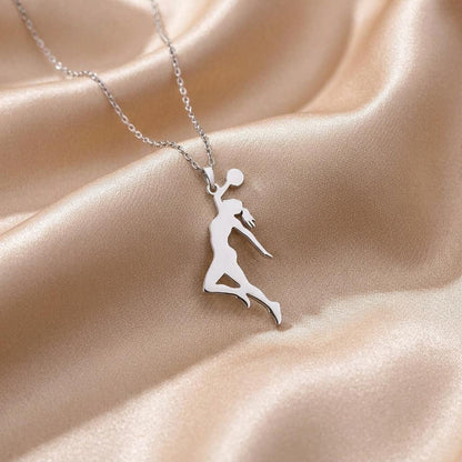 Basketball Player Necklace | 925 Sterling Silver Women Jewelry | Sport Athlete Silhouette Pendant | Gift for Basketball Lovers