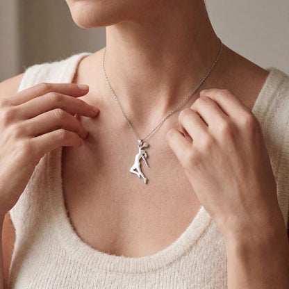 Basketball Player Necklace | 925 Sterling Silver Women Jewelry | Sport Athlete Silhouette Pendant | Gift for Basketball Lovers