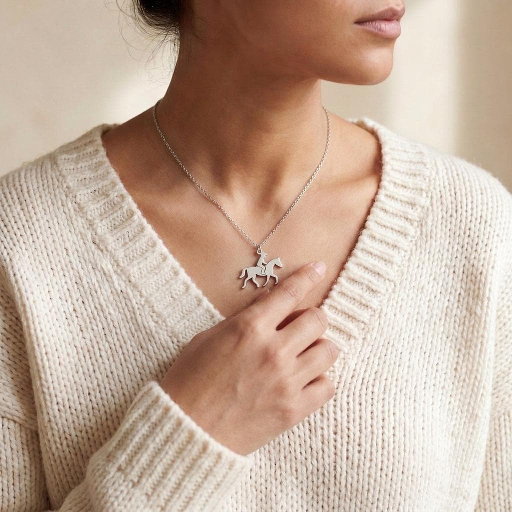 Horse Rider Necklace | 925 Sterling Silver Jewelry | Equestrian Silhouette Style | Meaningful Gift for Horse Lovers