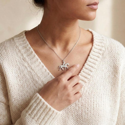 Horse Rider Necklace | 925 Sterling Silver Jewelry | Equestrian Silhouette Style | Meaningful Gift for Horse Lovers