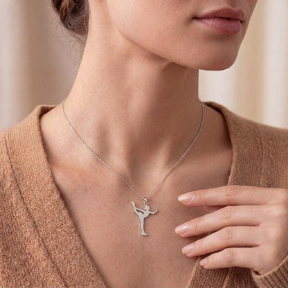 Figure Skater Necklace | 925 Sterling Silver Jewelry | Grace & Motion Pendant | Gift for Dancer or Athlete