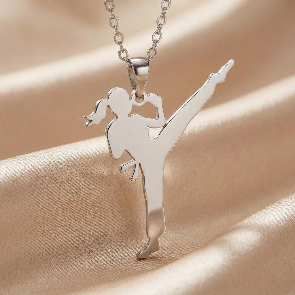 Karate Pendant Necklace | 925 Sterling Silver | Martial Arts Inspired Design | Motivational Athlete Gift