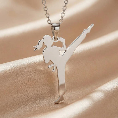 Karate Pendant Necklace | 925 Sterling Silver | Martial Arts Inspired Design | Motivational Athlete Gift