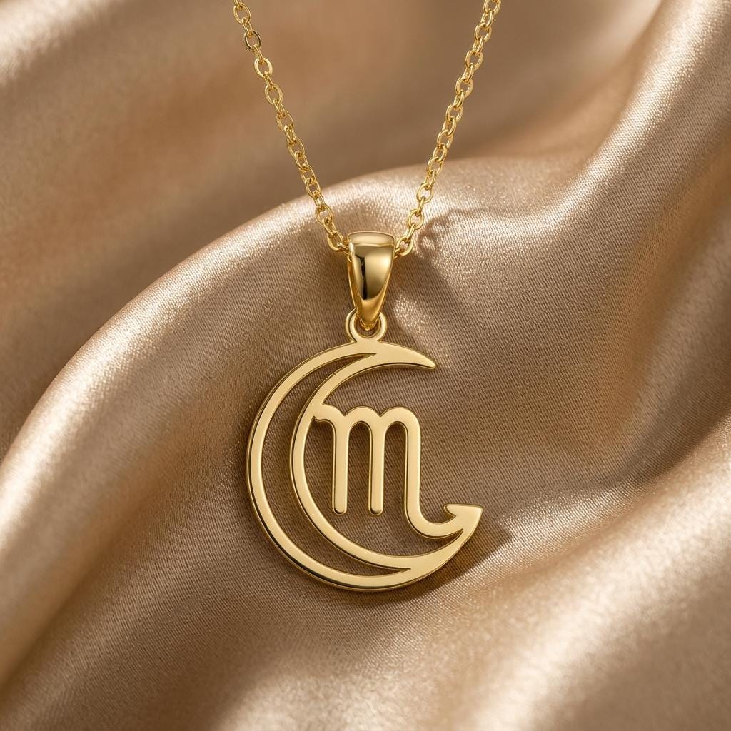 Scorpio Moon Sigil Necklace | 925 Sterling Silver Celestial Pendant | Gothic Astrology Zodiac Jewelry | Anniversary Gift for Him Her