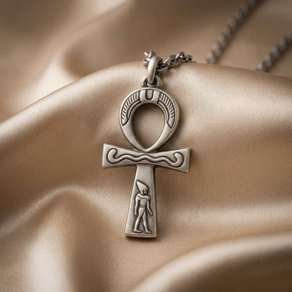 Silver Ankh Necklace, Egyptian Cross Pendant, Sterling Silver Jewelry