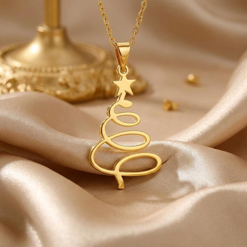 Christmas Tree Necklace | 925 Sterling Silver Jewelry | Handmade Minimalist Pendant | Holiday Gift for Her