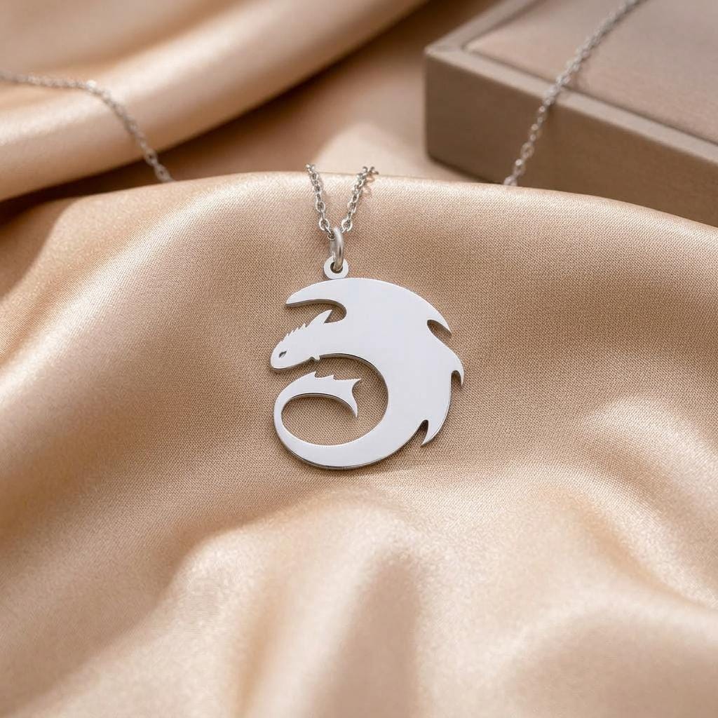Dragon Spirit Pendant Necklace | 925 Sterling Silver Jewelry | Fantasy-Inspired Minimal Design | Meaningful Gift for Him or Her