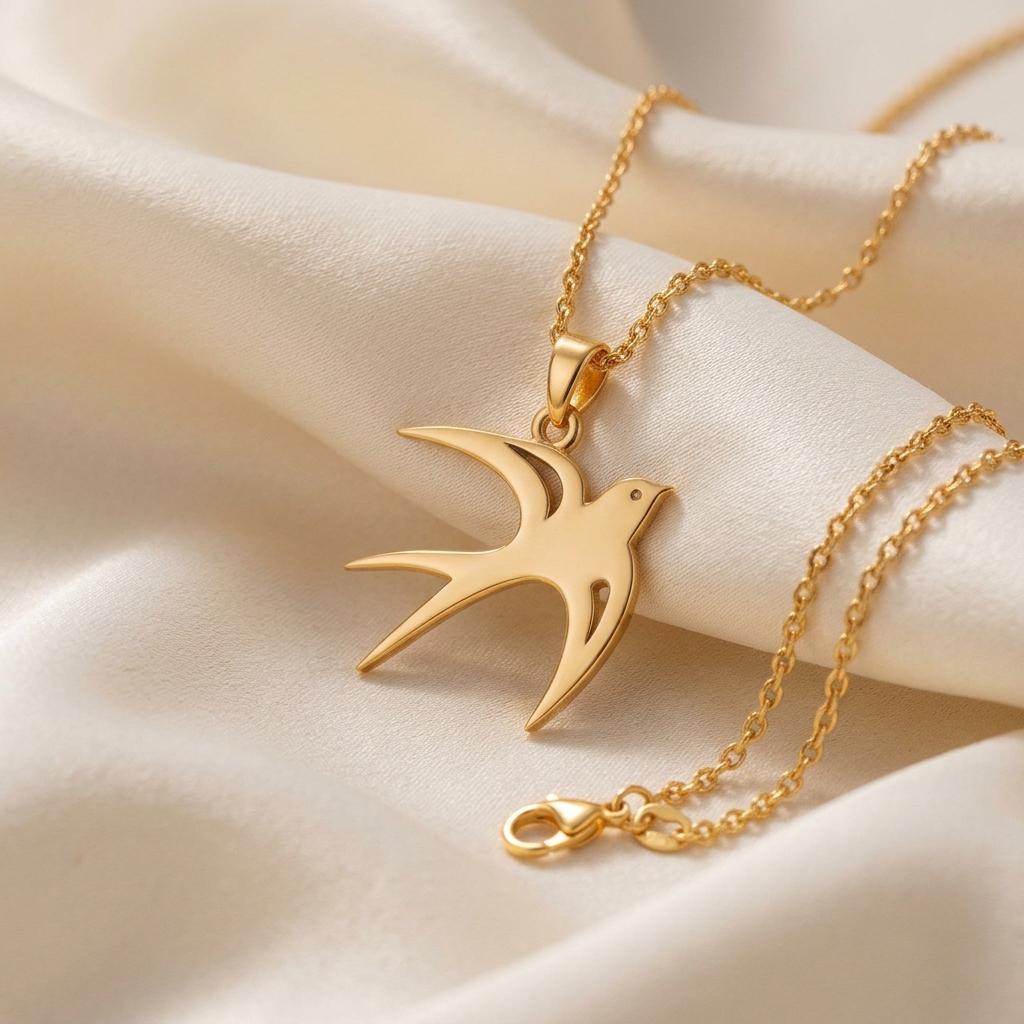 Swallow Bird Necklace | 925 Sterling Silver Jewelry | Minimalist Nature Inspired Design | Meaningful Freedom Gift