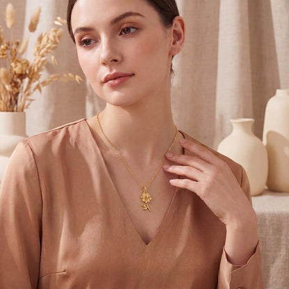 Cosmos Flower Necklace | 925 Sterling Silver Women | Botanical Harmony Style | October Birthday Gift