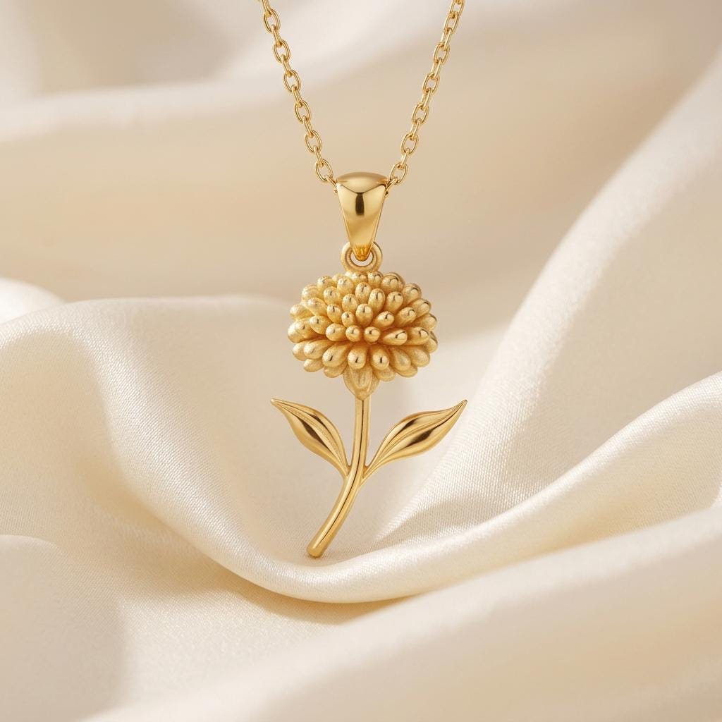 Sedum Flower Pendant Necklace | 925 Sterling Silver for Women | Botanical Minimalist Style | Meaningful Birthday and Anniversary Gift