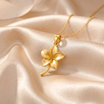 Plumeria Flower Pendant Necklace | 925 Sterling Silver Jewelry | Tropical Floral Symbol | Meaningful Gift for Her