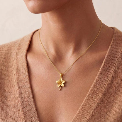 Plumeria Flower Pendant Necklace | 925 Sterling Silver Jewelry | Tropical Floral Symbol | Meaningful Gift for Her
