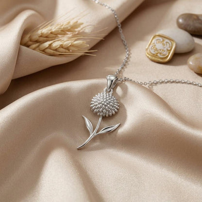 Allium Flower Pendant Necklace | 925 Sterling Silver Women Jewelry | Floral Birth Flower | Meaningful Nature Gift