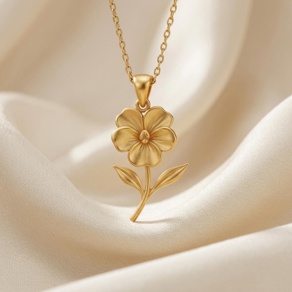 Violet Flower Pendant Necklace | 925 Sterling Silver Women Jewelry | February Birth Flower Design | Meaningful Gift for Her