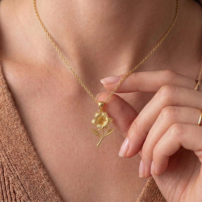 Rhododendron Flower Pendant Necklace | 925 Sterling Silver Women Jewelry | Bold Floral Birth Flower | Meaningful Gift for Her