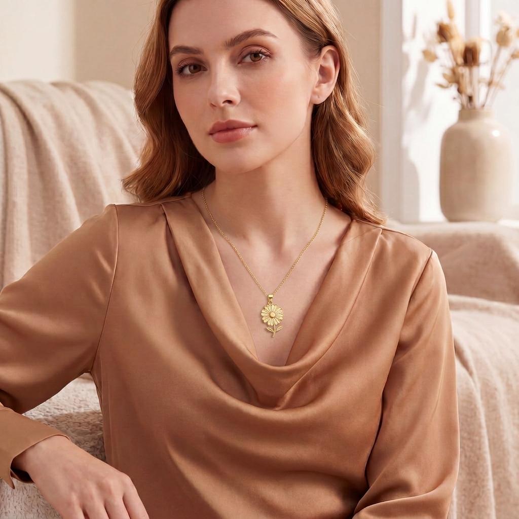 Cosmos Flower Pendant Necklace | 925 Sterling Silver | Botanical Floral Jewelry | October Birth Flower Gift