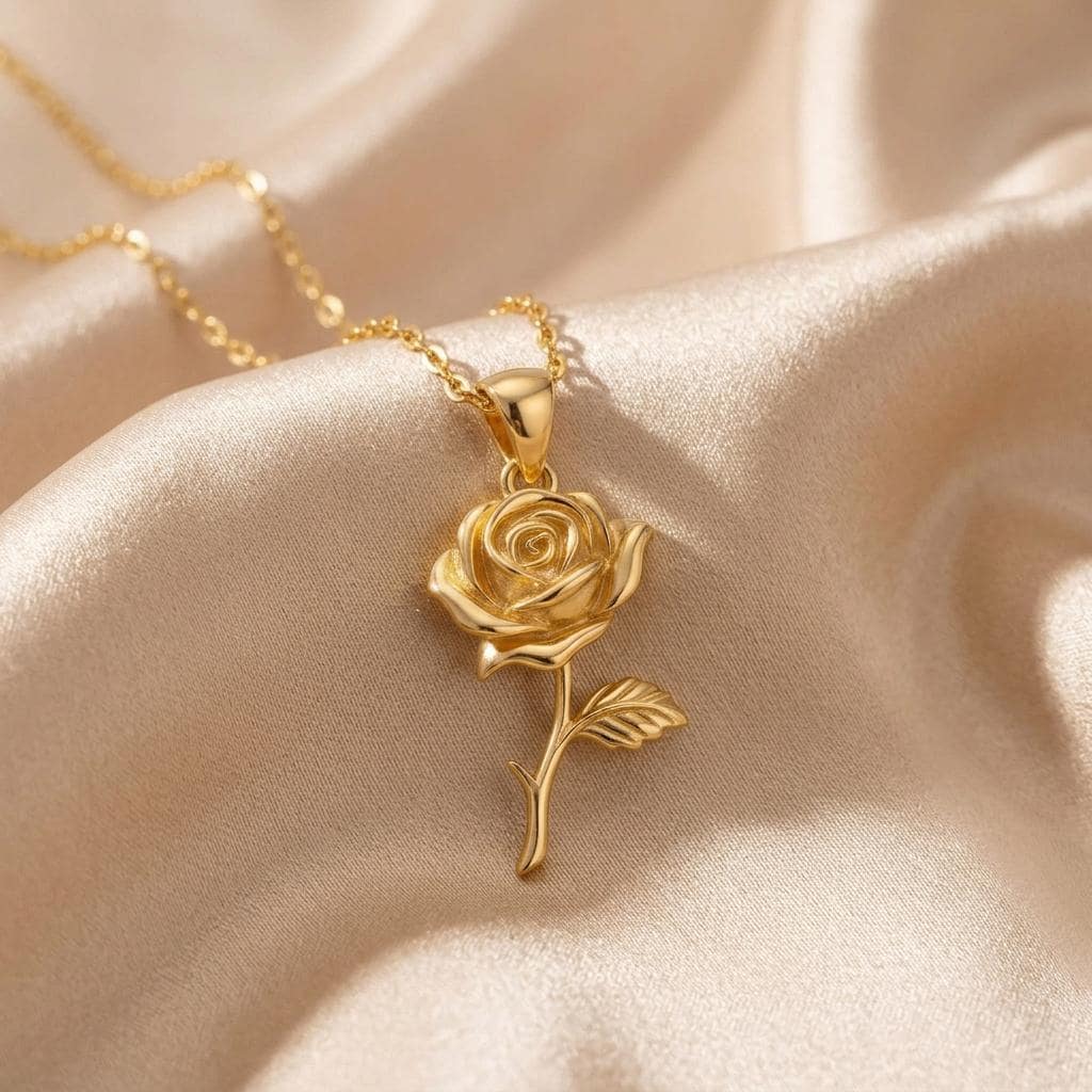 Rose Flower Pendant Necklace | 925 Sterling Silver | Romantic Floral Jewelry | Meaningful Gift of Love