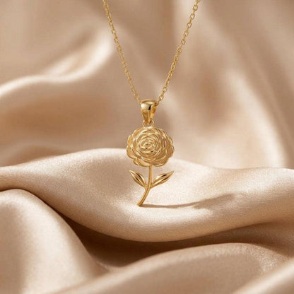 Ranunculus Flower Pendant Necklace | 925 Sterling Silver Jewelry | Botanical Floral Design | March Birth Flower Gift