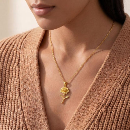 Carnation Flower Pendant Necklace | 925 Sterling Silver Jewelry | Botanical Floral Design | Meaningful Symbolic Gift