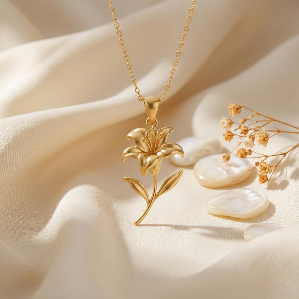 Lily Flower Pendant Necklace | 925 Sterling Silver | Botanical Floral Symbolism | Meaningful Nature Gift
