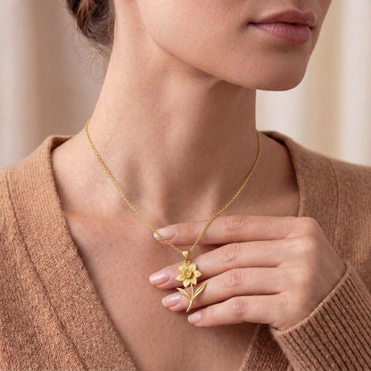 Daffodil Flower Pendant Necklace | 925 Sterling Silver | Botanical Spring Design | Meaningful Floral Gift