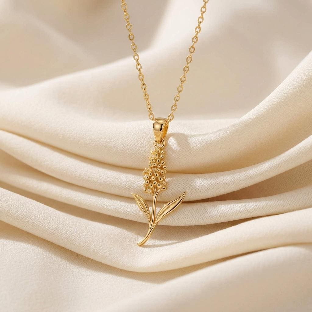 Hyacinth Flower Pendant Necklace | 18K Gold Plated 925 Silver Jewelry | Botanical Floral Design | Meaningful Birth Flower Gift