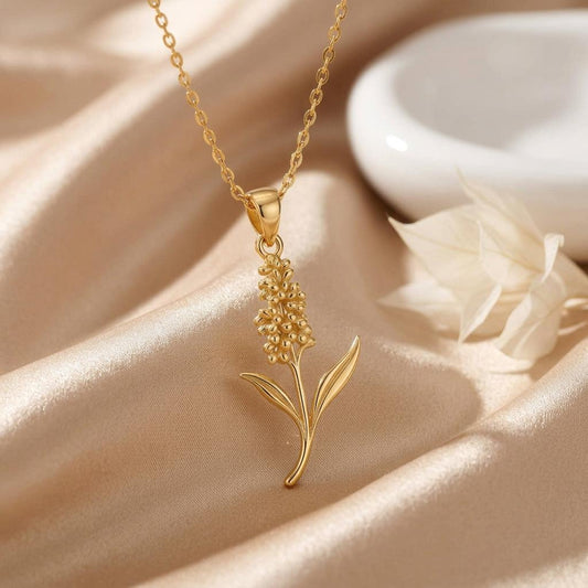 Hyacinth Flower Pendant Necklace | 18K Gold Plated 925 Silver Jewelry | Botanical Floral Design | Meaningful Birth Flower Gift