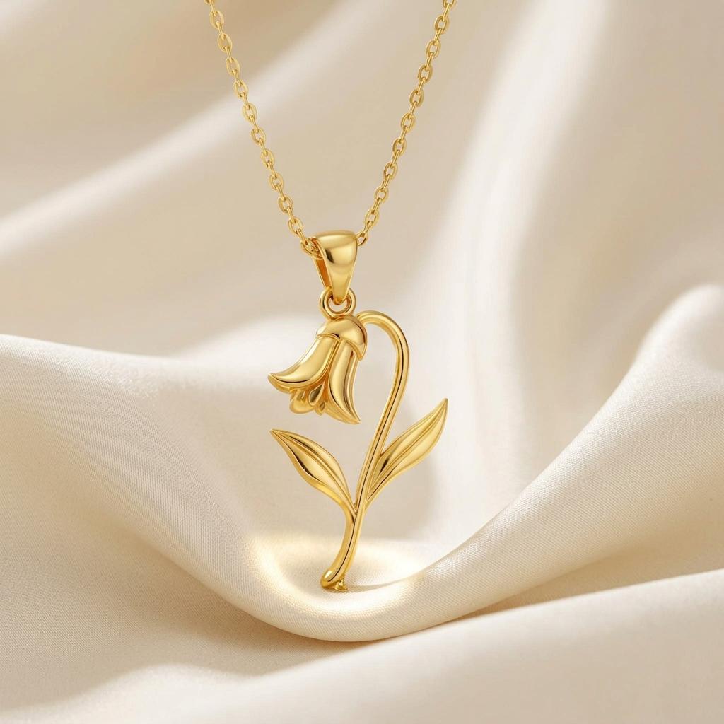 Bluebell Flower Necklace | 18K Gold Plated 925 Sterling Silver | Botanical April Birth Flower | Meaningful Gift of Gratitude