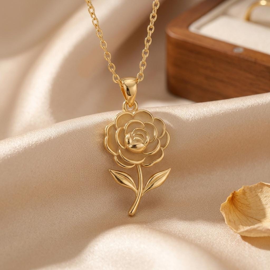 Camellia Flower Necklace | 925 Sterling Silver | Botanical Floral Design | Meaningful Floral Gift