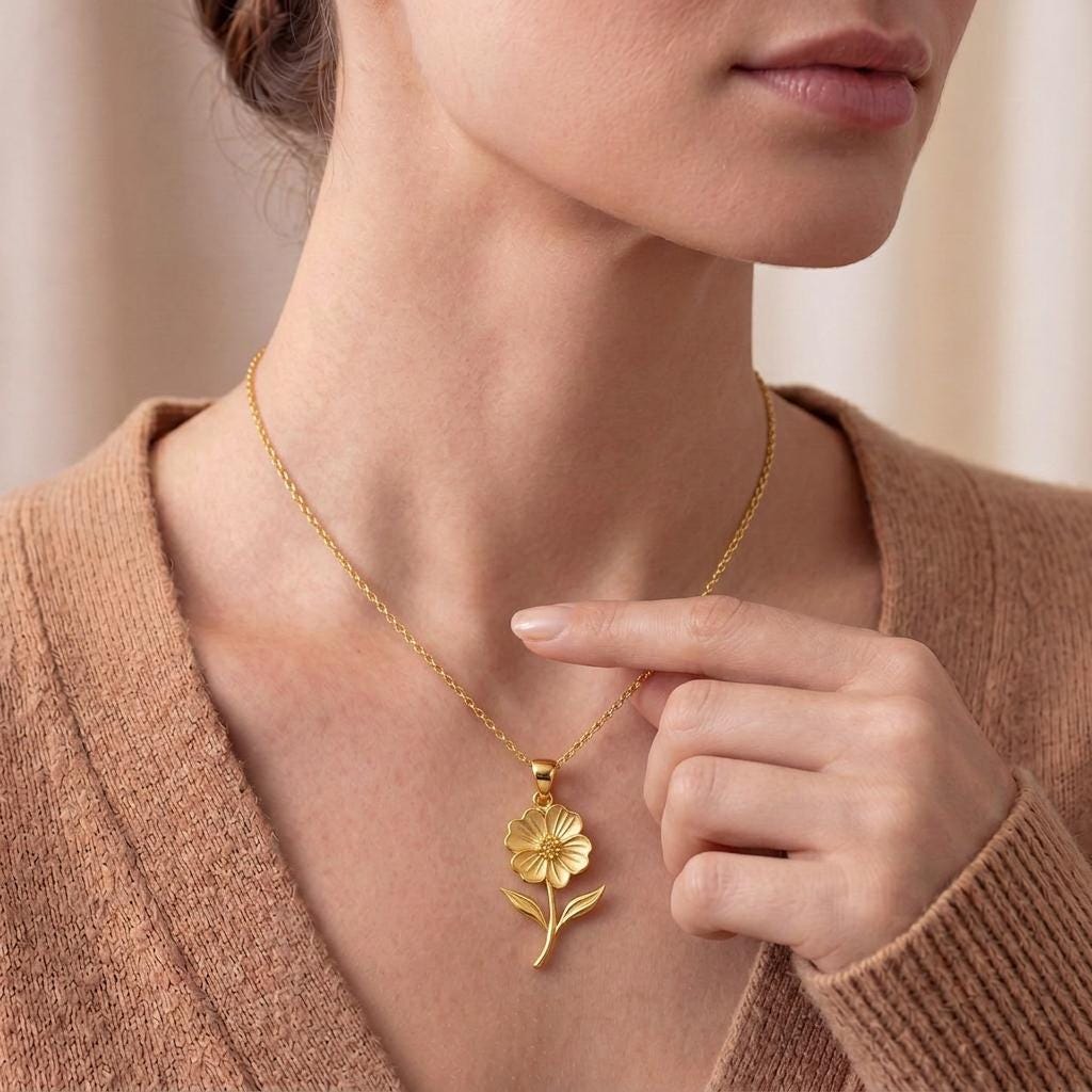 Petunia Flower Necklace | 925 Sterling Silver | Botanical Floral Symbolism | Meaningful Flower Gift